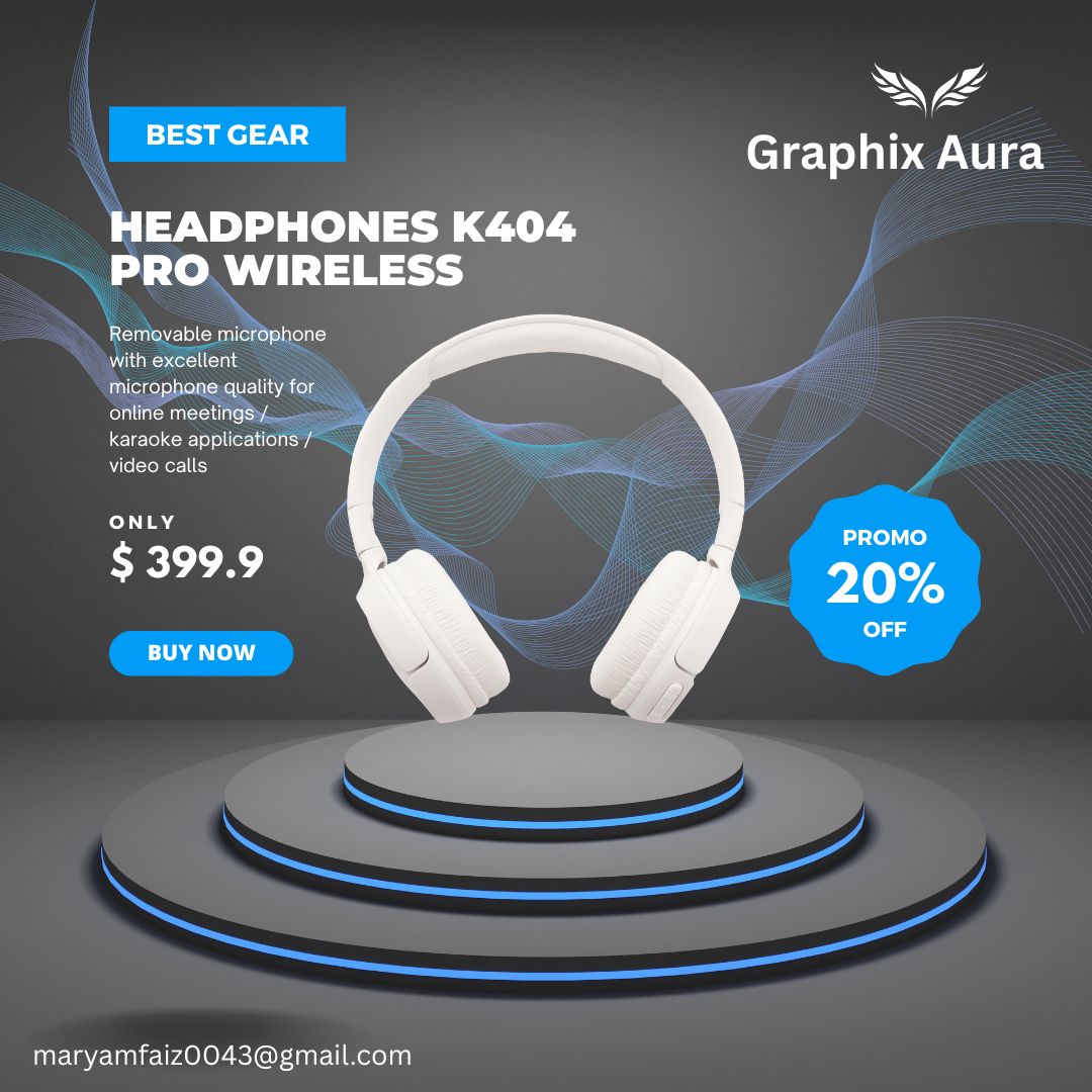 Blue & Gray Futuristic Headphones Promo Advert Instagram Post